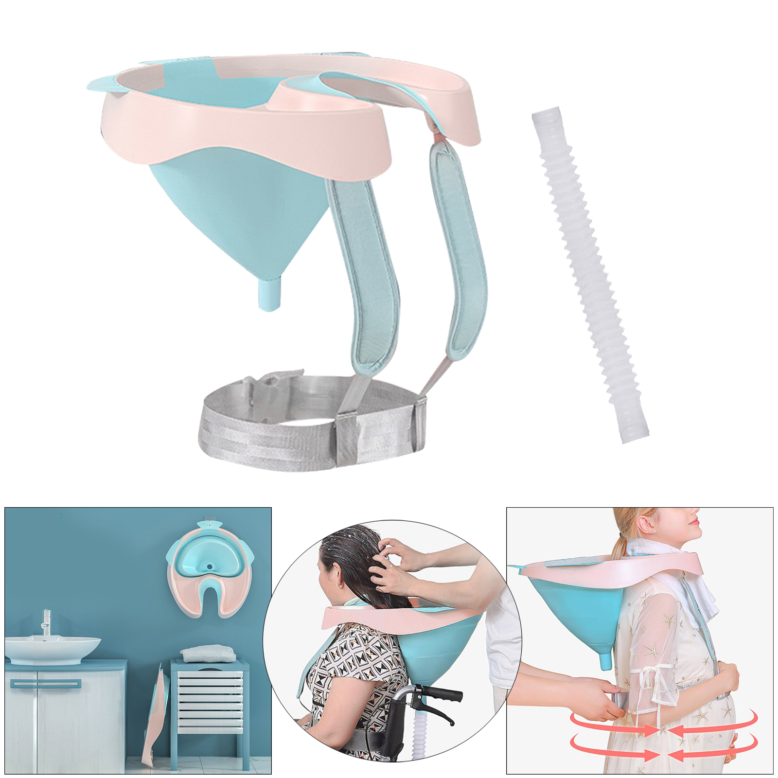 Portable Foldable Shampoo Basin Hairdressing Sink Bowl with Drain Tube for While in Wheelchair or Chair Convenient Accessories