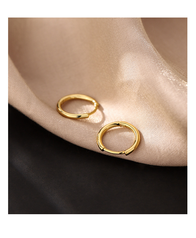Glänzende Creolen aus 925er Silber und Gold, Ohrringe, Piercing-Zubehör, trendige Huggie-Creolen für Damen und Herren – Detail 8