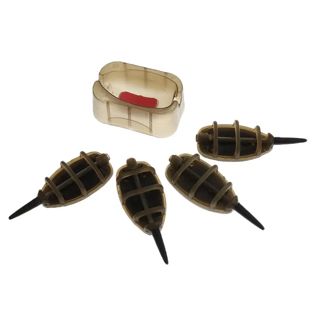 4 Pieces In-line Flat Method Feeder and 1 Mould 20g 25g 30g 35g Carp Fishing Accessories