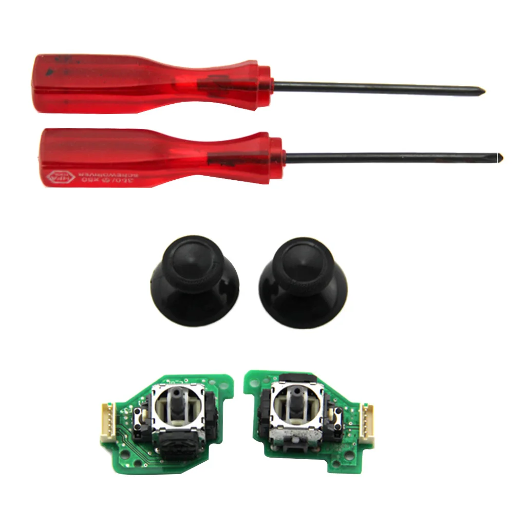 Replacement Left and Right Analog Stick with PCB + Thumbsticks Caps for Wii U GamePad Controller