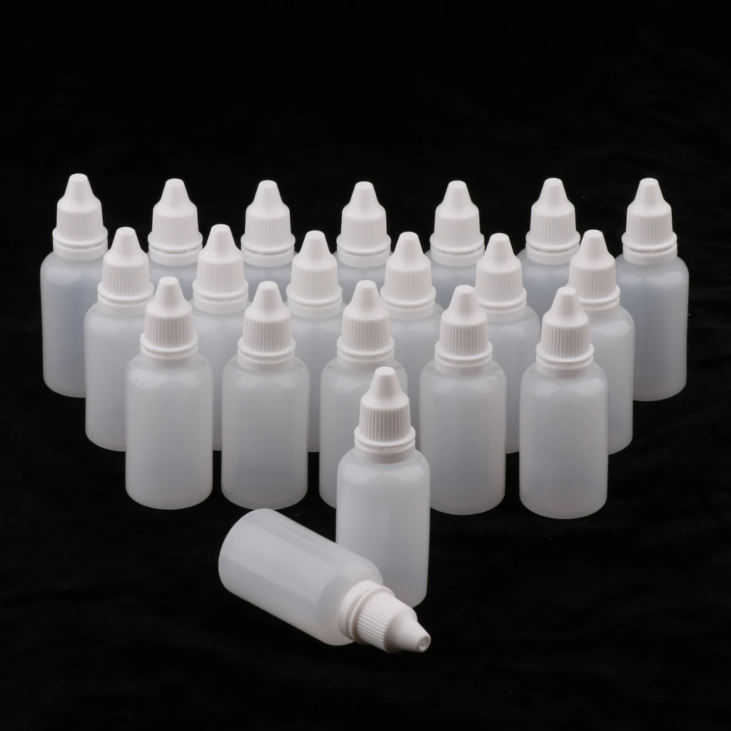 20Pcs 30ml White PE Plastic Empty Plastic Dropper Bottles Eye Liquid Vials