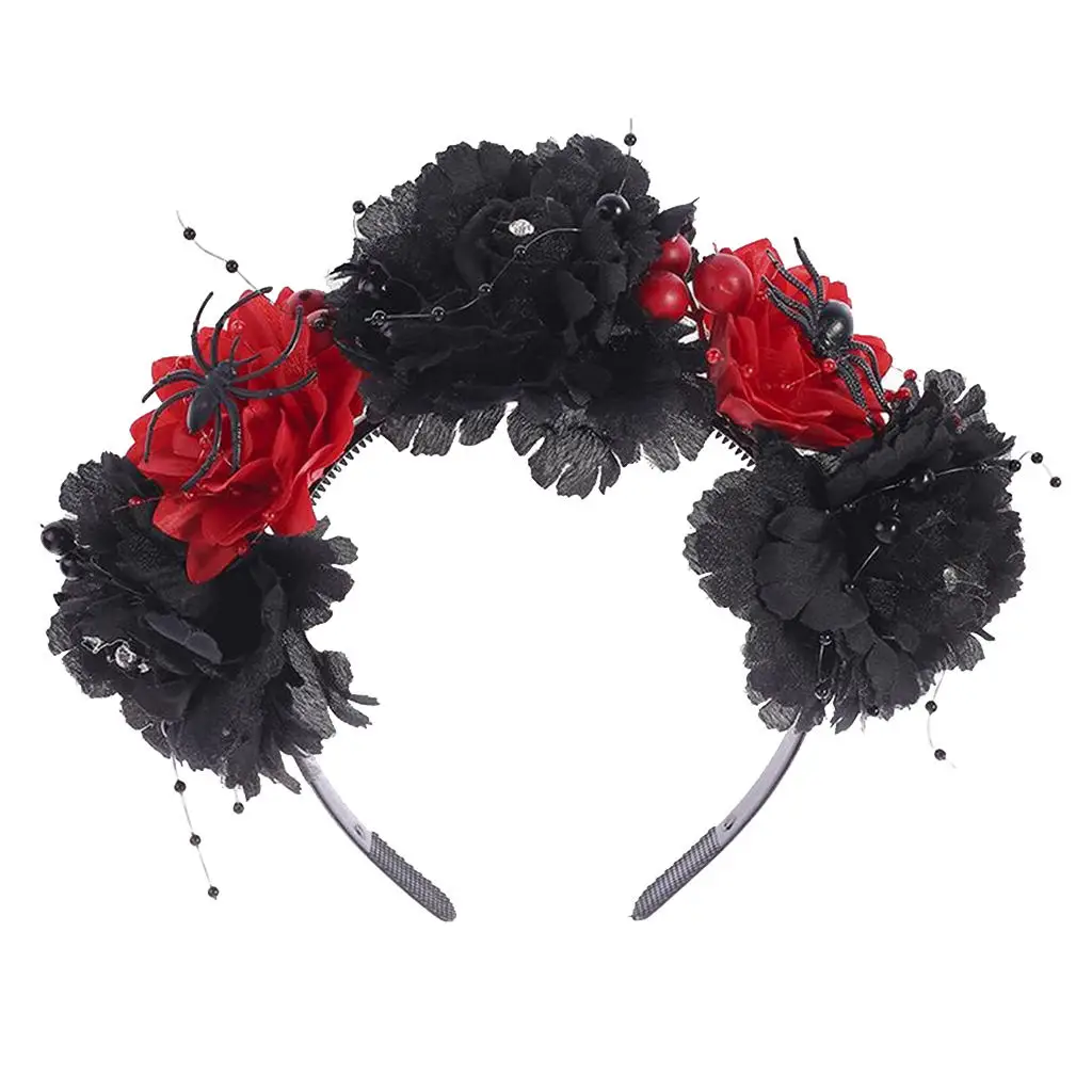 Handmade Rhinestone Rose Flower Crown Flower Headband Halloween Headpiece Festival Cosplay