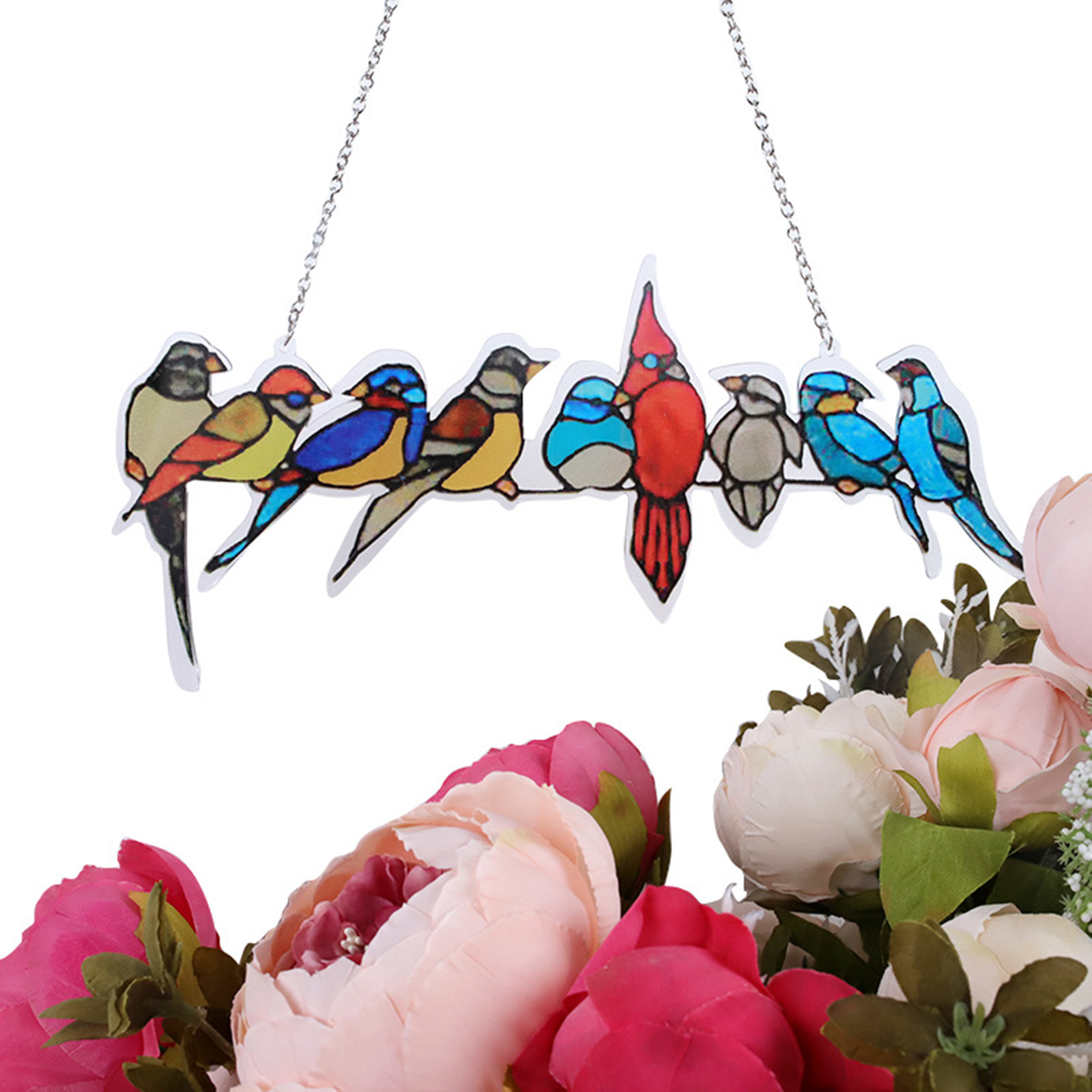 Colorful Hummingbirds Stained Glass Ornaments Suncatcher Gift Hanging Decor