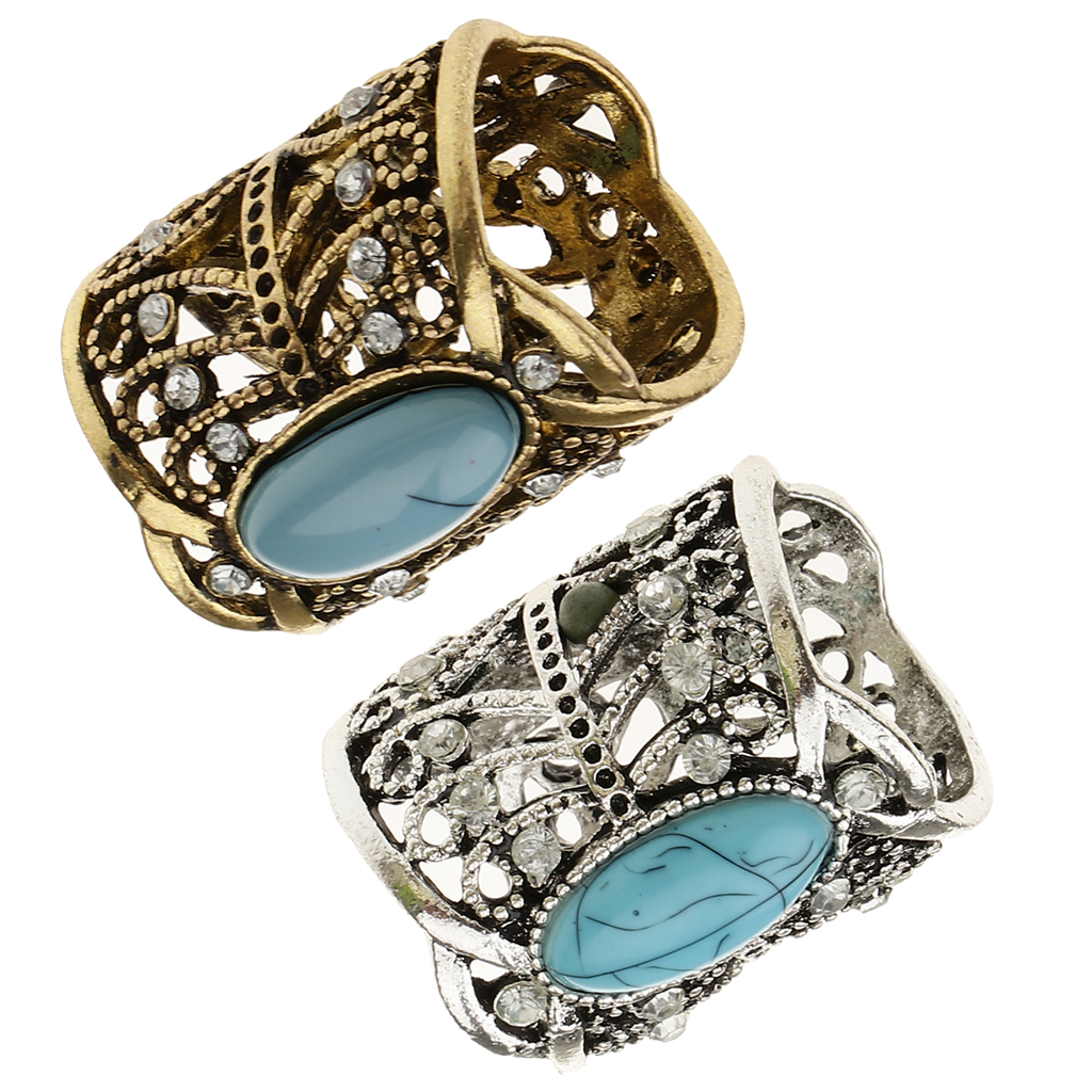 Rhinestone Turquoise Chiffon Scarf Clips Rings Holder Jewelry