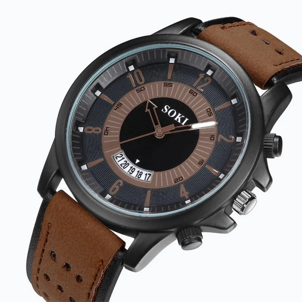 Luxury Fashion Silica Gel Leather Mens Glass Quartz Analog Date Watches Men's watch Wrist Party decoration Business Watch gif fo