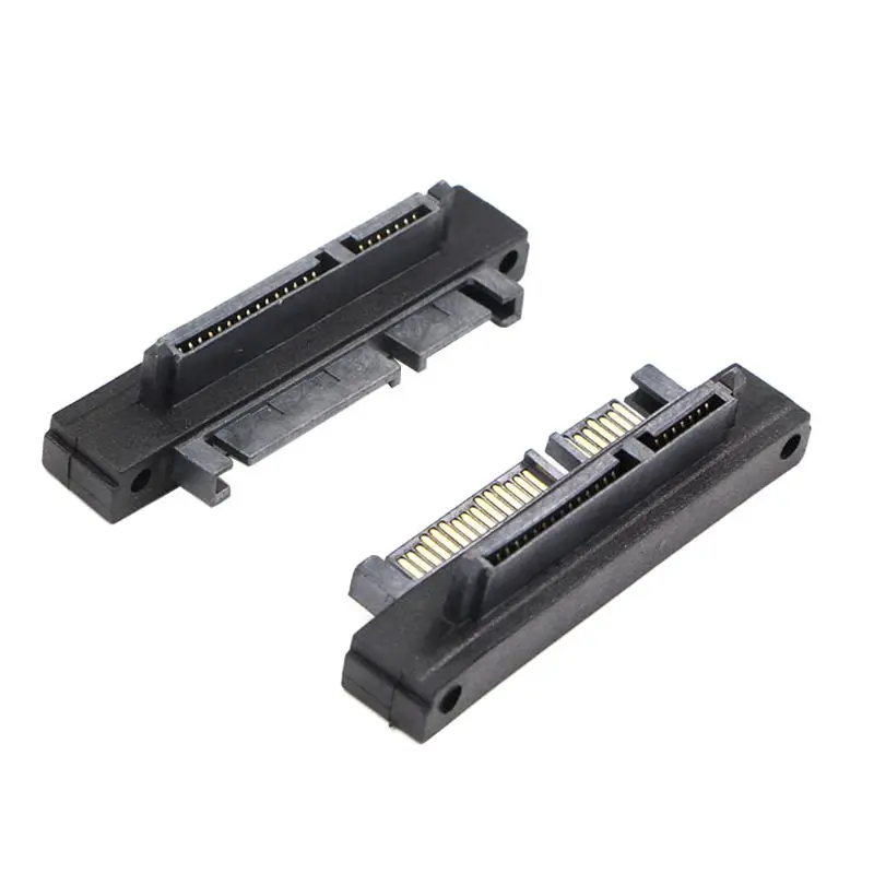 Black SATA 7+15 Pin 22 Pin Male to 22 Pin Female Right Angle Convertor AdapterSP 