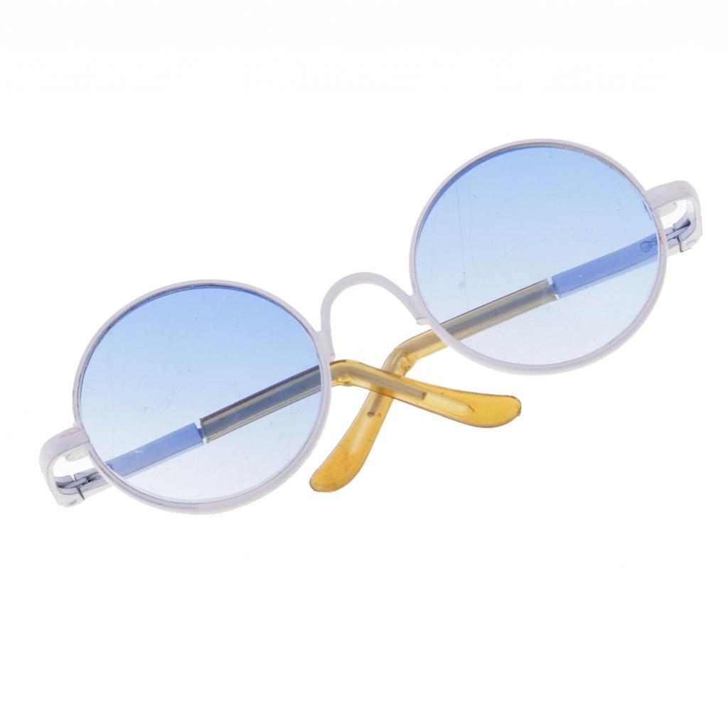 Pair of Fashion Retro Hippy Round Glasses Eyewear Eyeglasses for 1/3 BJD SD AS DZ MSD YOSD White