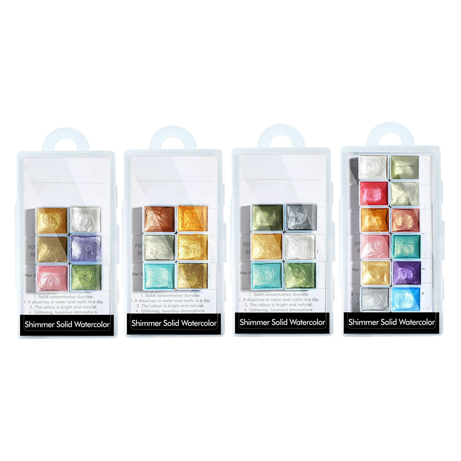 6 Colors Assorted Water Colors Travel Pocket Set, Easy to Blend Colors - Built in Palette - Perfect for Painting