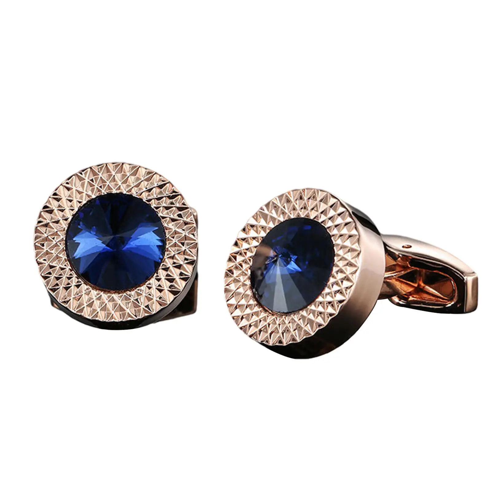 Mens Round Copper Crystal Shirts Cufflinks , Applies to Any Occasion Business Wedding Present for Families and Friends Shiny