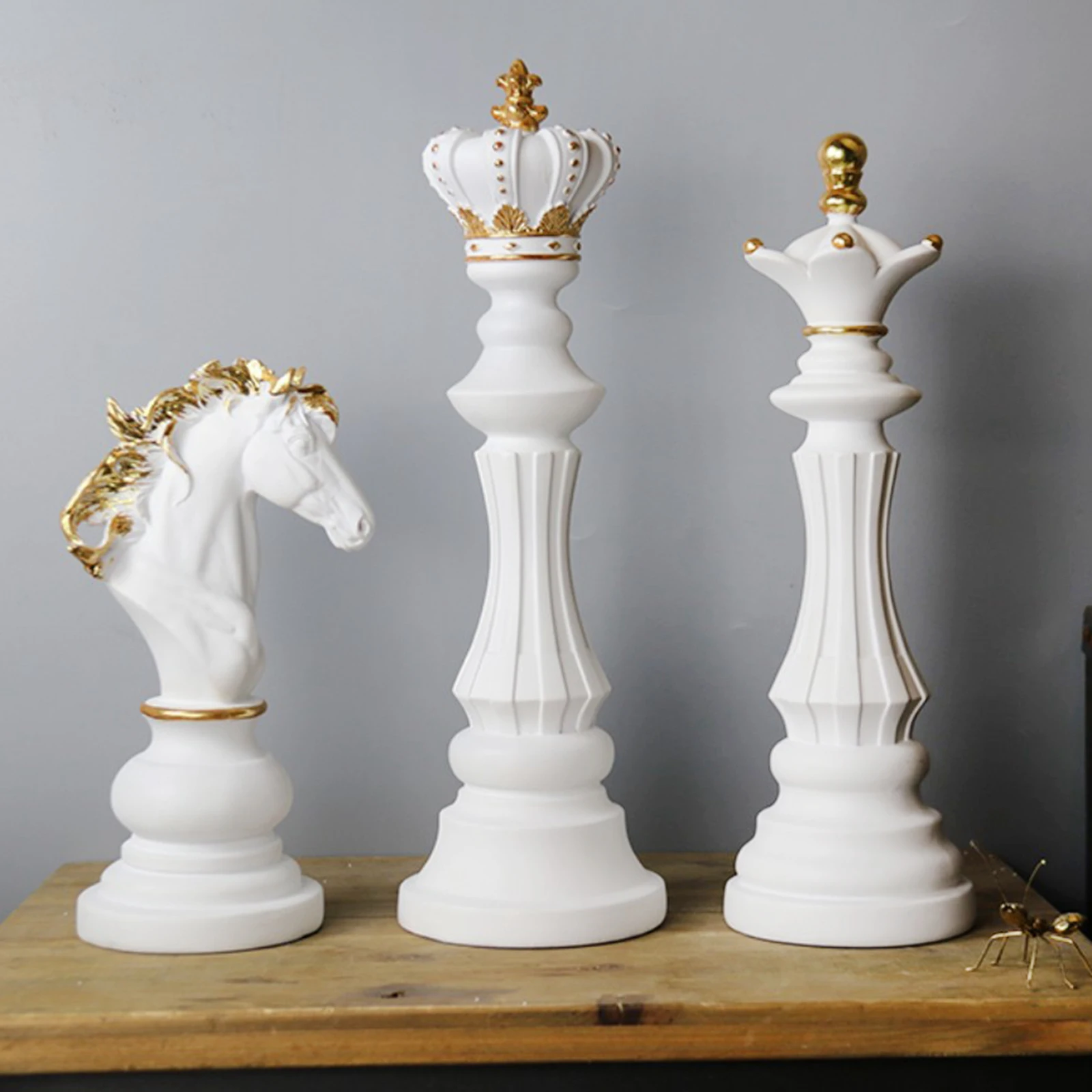 Details about   Resin Chess Pieces King Queen Knight Statues Figures Classic Figurines Decor 