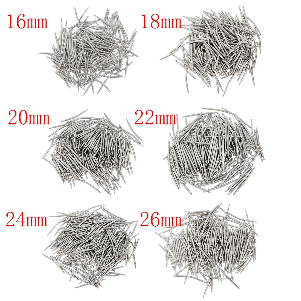 200pcs Stainless Steel Curved Spring Bar Pins Link For 16-26mm Curved Spring Bar Pins Link for Watch Band Watch Repair Accessory