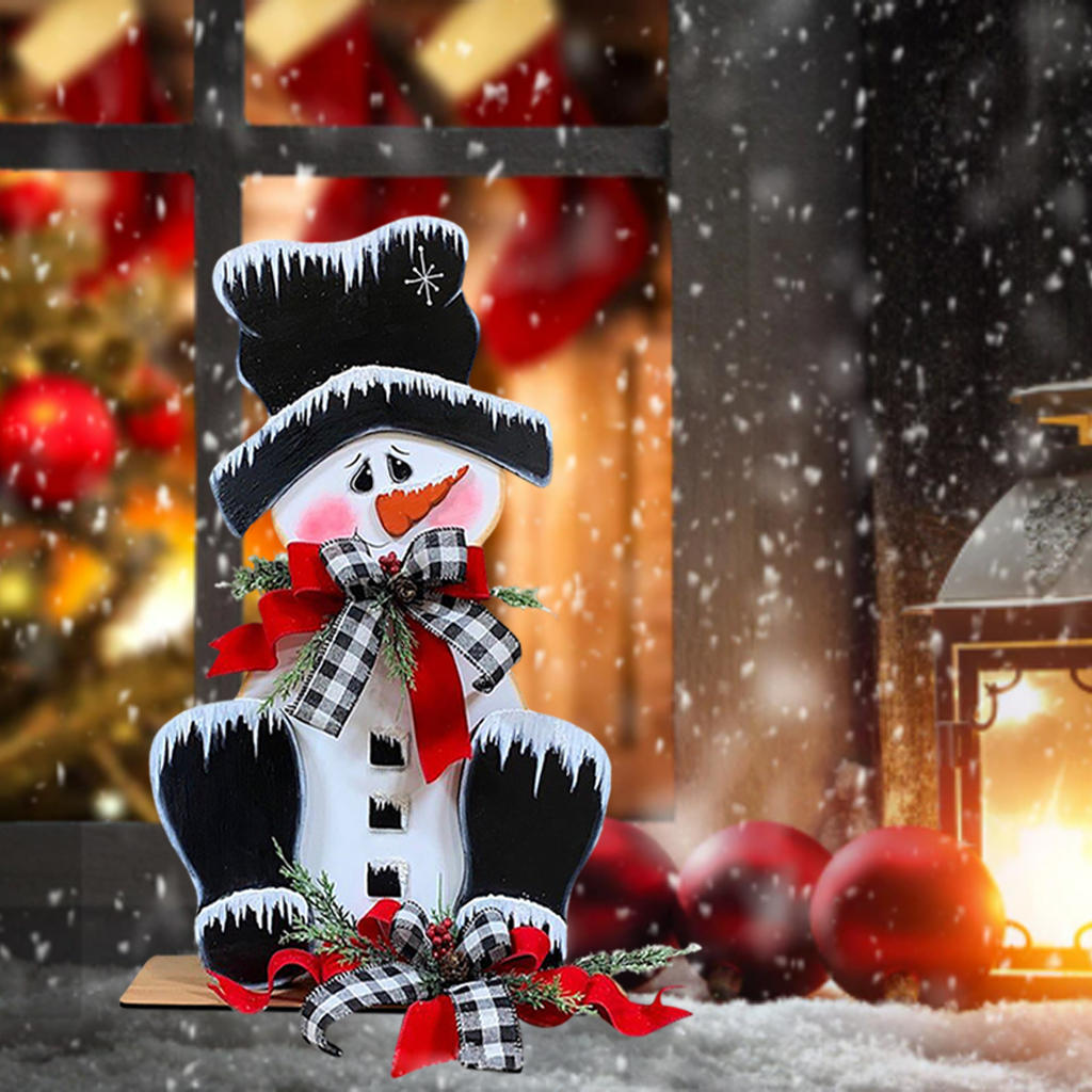 Santa Claus Figurines Collectible Figurine Christmas Snowman Ornament for Navidad Fireplace