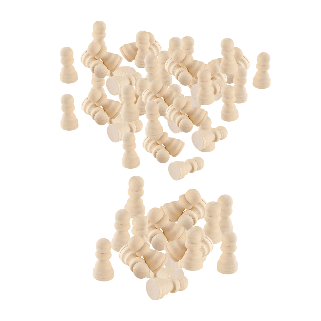 Wooden Chess Set Chess Pieces Table Board Game Kids Educational Toys Unfinished Wood Dolls