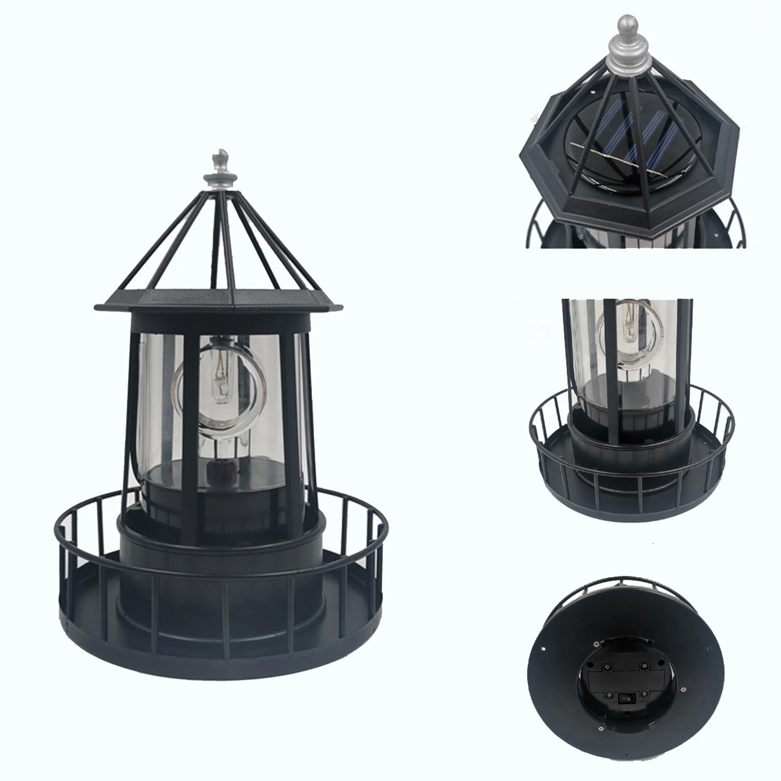 Lighthouse Solar LED Light Garden Yard Outdoor Decoration Smart Sensor Beacon Rotating Lamp