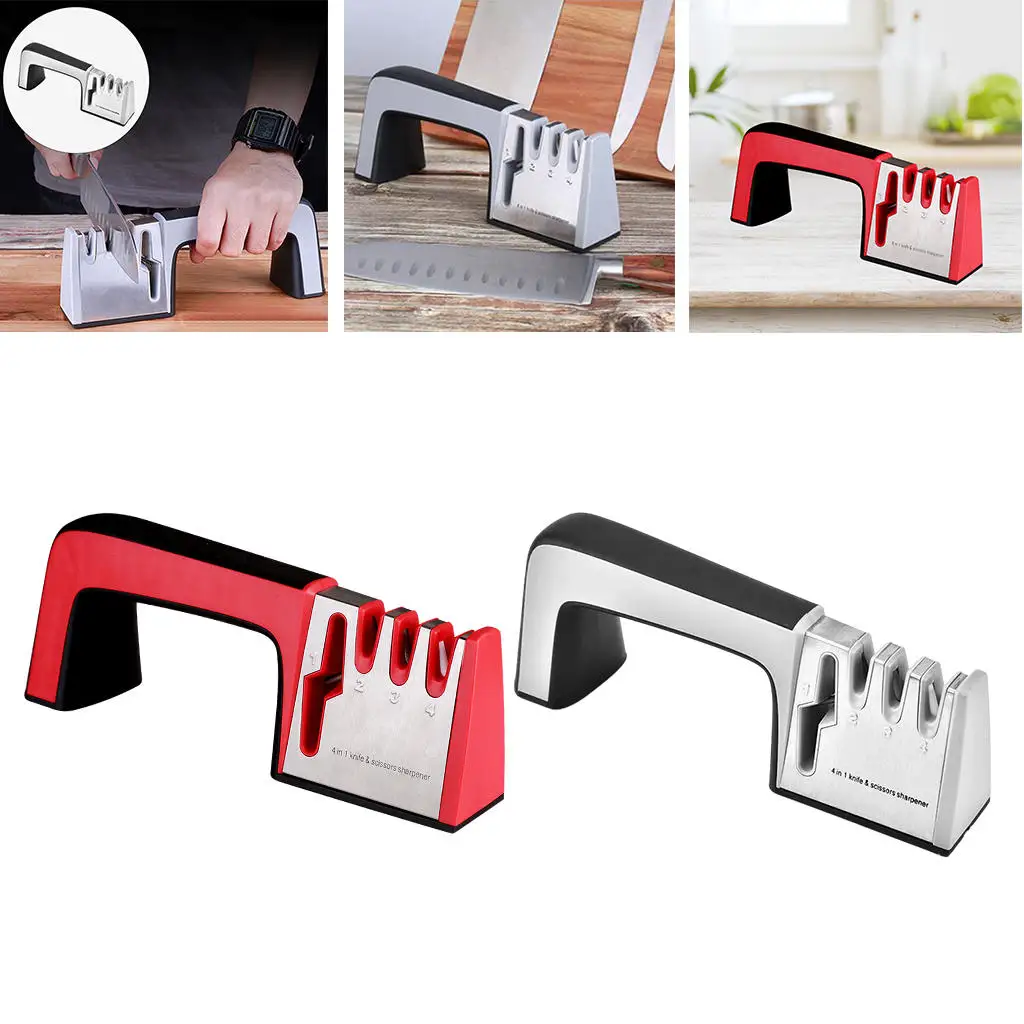 Pro Knife Sharpener 4 in 1 Accessories Rough/Fine Grinding Keep Sharp convenient Multifunction Grinder for Kitchen Household