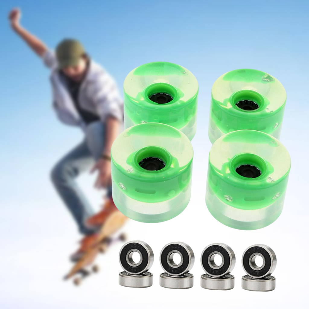 4pack 60mm Light Up Flash Skateboard Longboard Wheels 78A with Bearing Core Glow at Night Wheel Skate Board Accessories