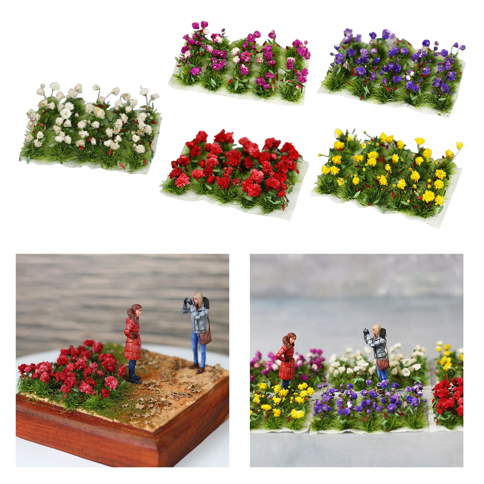 DIY Realistic Flower Cluster Model Railway Architecture Landscape Artificial Grass Building Materials Sand Table Diorama Layout