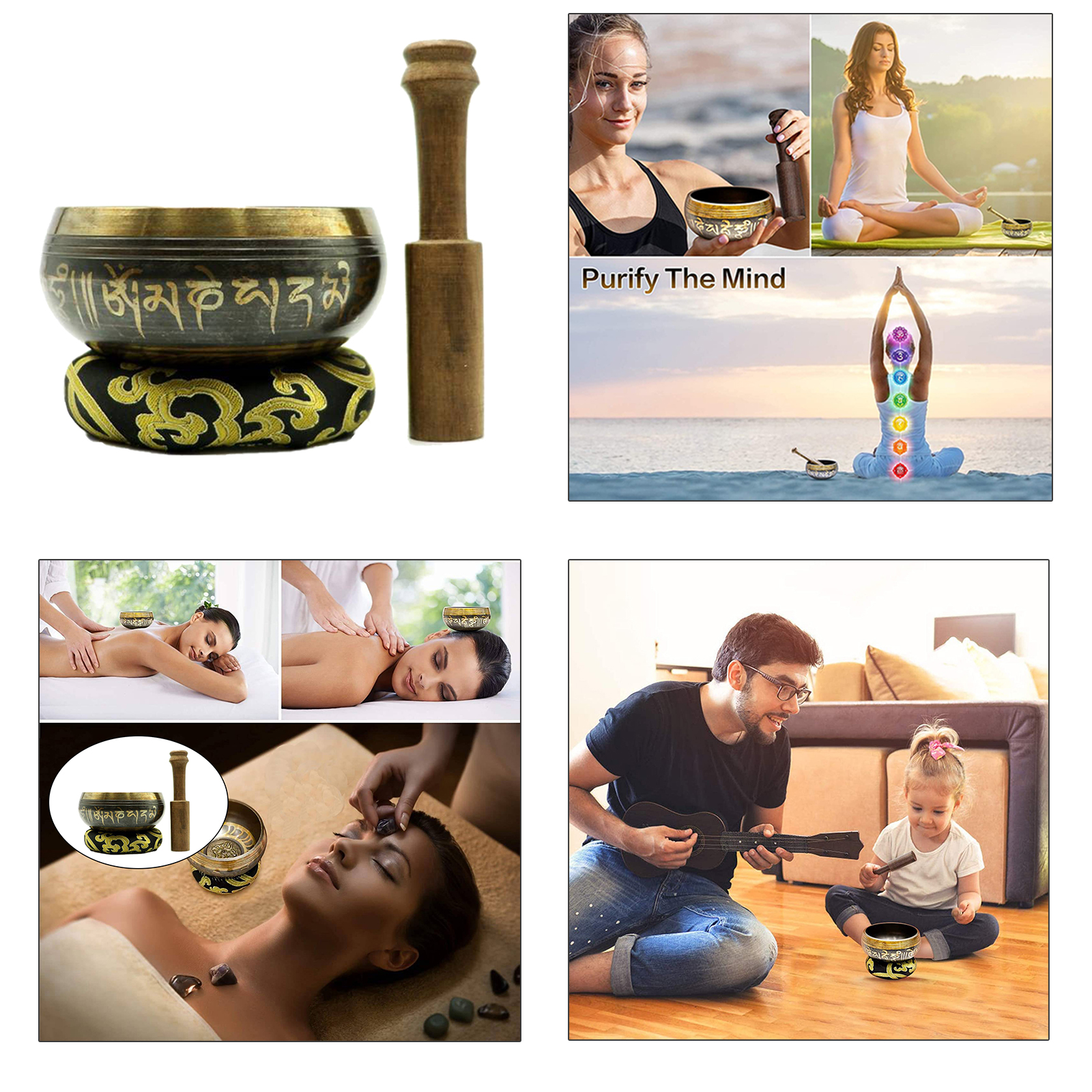 Nepal Handmade Tibet Buddha Sound Bowl Yoga Meditation Chanting Bowl Brass Chime Handicraft Music Therapy Tibetan Singing Bowl