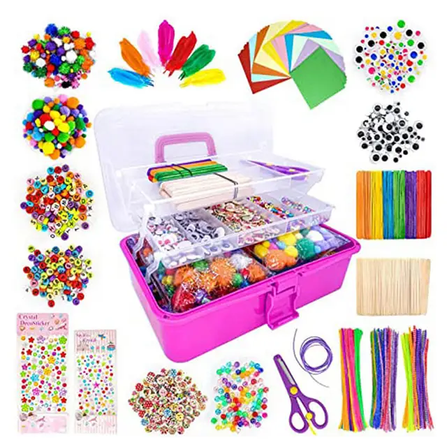Arts and Crafts Supplies for Kids Toddler DIY Art Craft Kits Crafting  Materials Toys Set for School Home Projects Craft Supplies with Pipe  Cleaners for 4 5 6 7 8 9 10 Year Old Boys Girls 