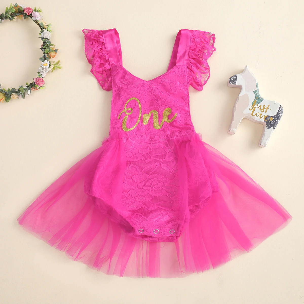 Baby Bodysuits made from viscose  FOCUSNORM 3 Colors Princess Baby Girls Birthday Romper Dress 0-24M One Letter Lace Printed Ruffles Sleeve Backless Jumpsuit Baby Bodysuits cheap