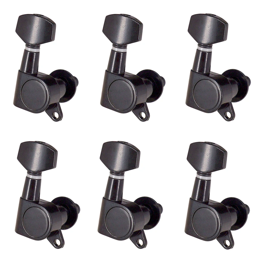 Sealed Tuning Pegs Tuners Machine Head 6R for Electric Acoustic Guitar Black