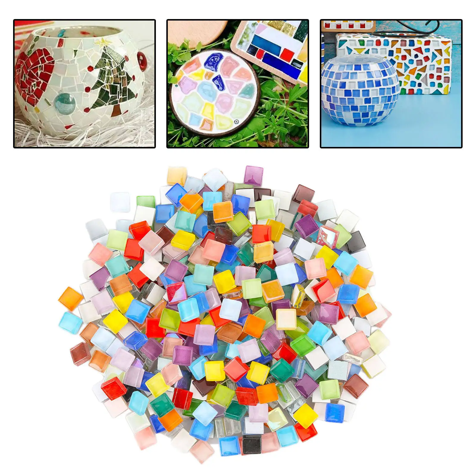 Mini Glass Mosaic Tiles Glitter Mixed Colors Glass Sticker DIY Material for DIY Crafts Hobbies Picture Frames Plates Flowerpots