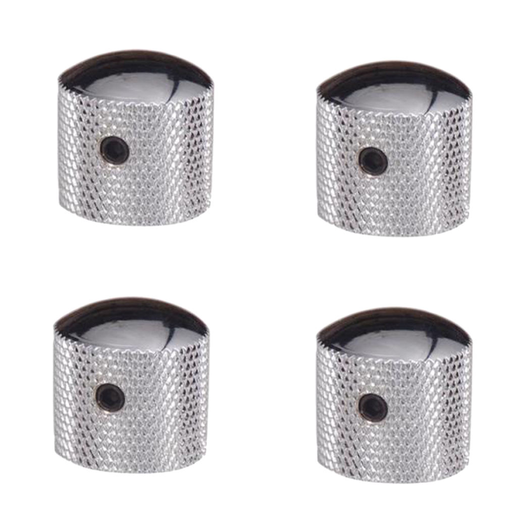 4 Pieces Silver Guitar Bass Knobs Screw Fixing  & Volume Knobs for  Electric Guitar Parts