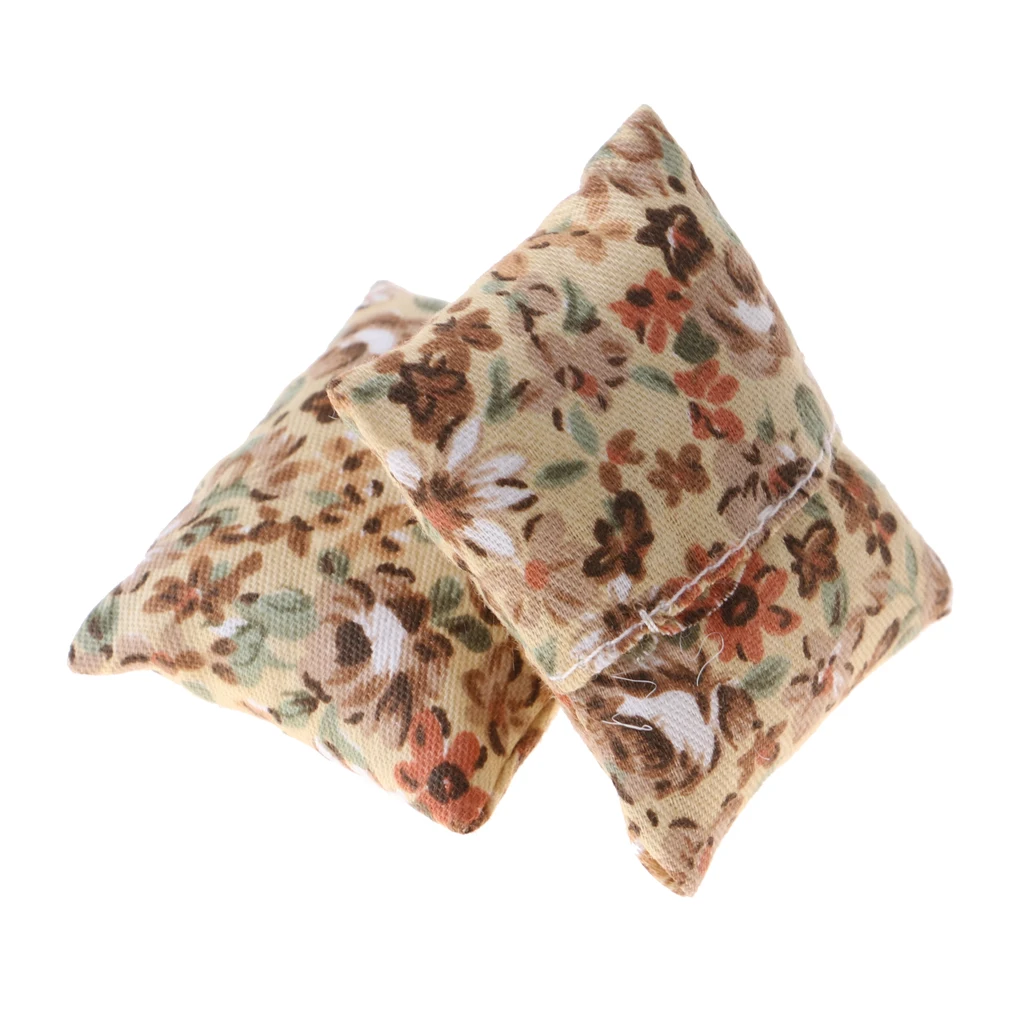 1/12 Dollhouse Miniature Flower Pillows Pillows Sofa Bedroom Accessories