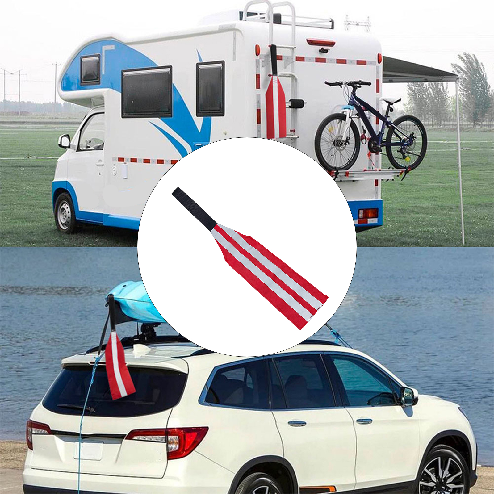 Kayak Towing Safety Flag with Installing Loop, Canoes Boats Bicycle Travel Tow Tail Safe Flags Signal High Visible Signals