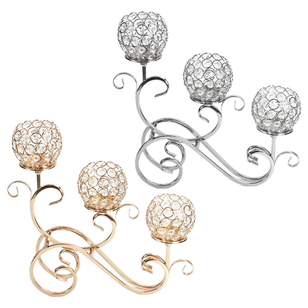 Crystal Candle Holder Decorative Sparking Globe Candelabra Wedding Centerpiece Tabletop Desk Tealight Stand Candle Stick