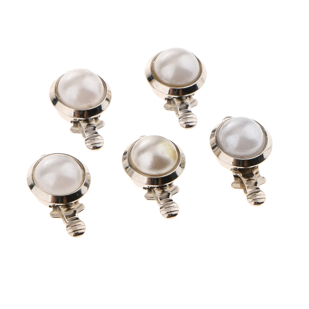 5 Pieces Round Locket with Imitation Pearl Clasp Connector DIY Jewelry Making Craft Bracelet End Clasps