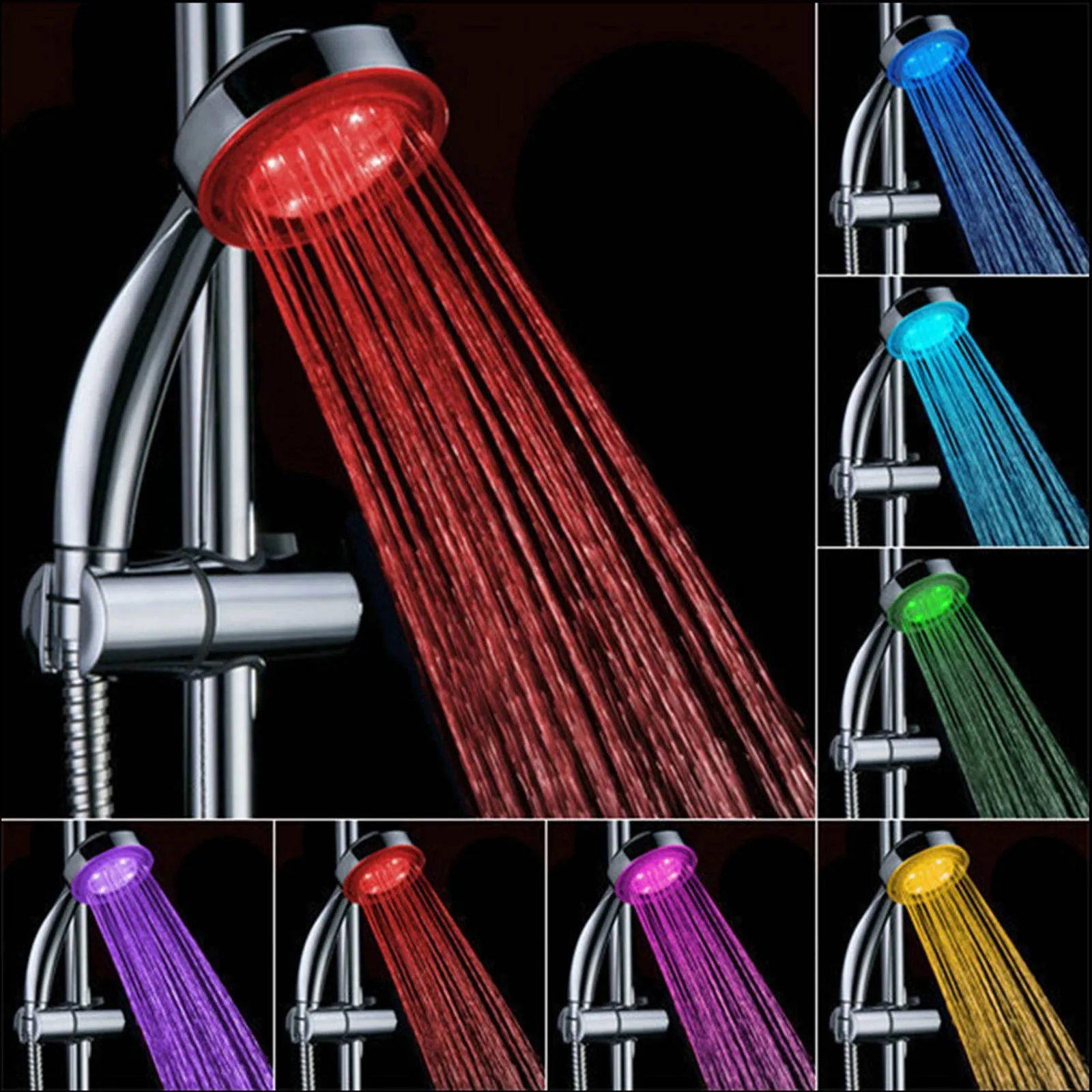 BLOOMWIN Cabeza de ducha Ducha a Mano Mango de ducha LED Luz LED 7 Colores Alcachofa Manual 