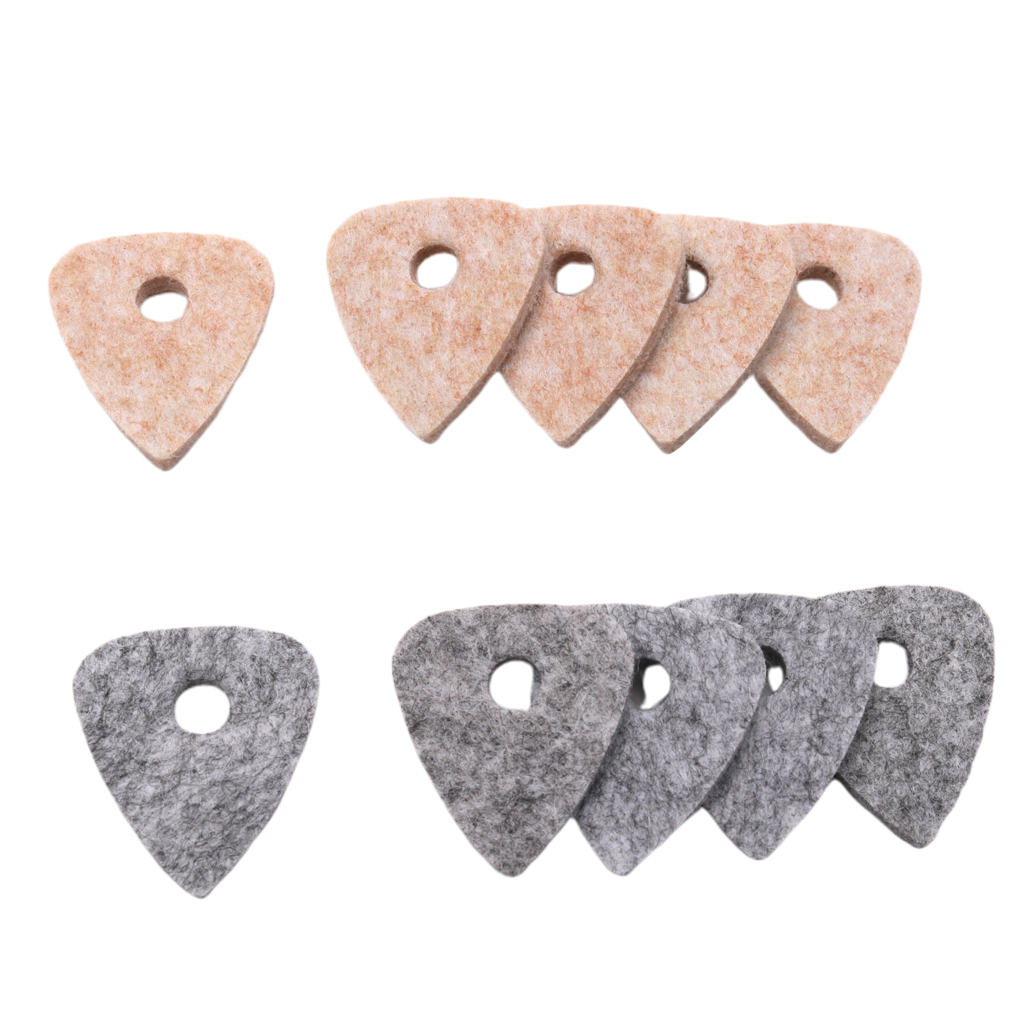 Wool Blend Ukulele Picks Pack Of 10 Felt Plectrums With Hole Cream And Gray