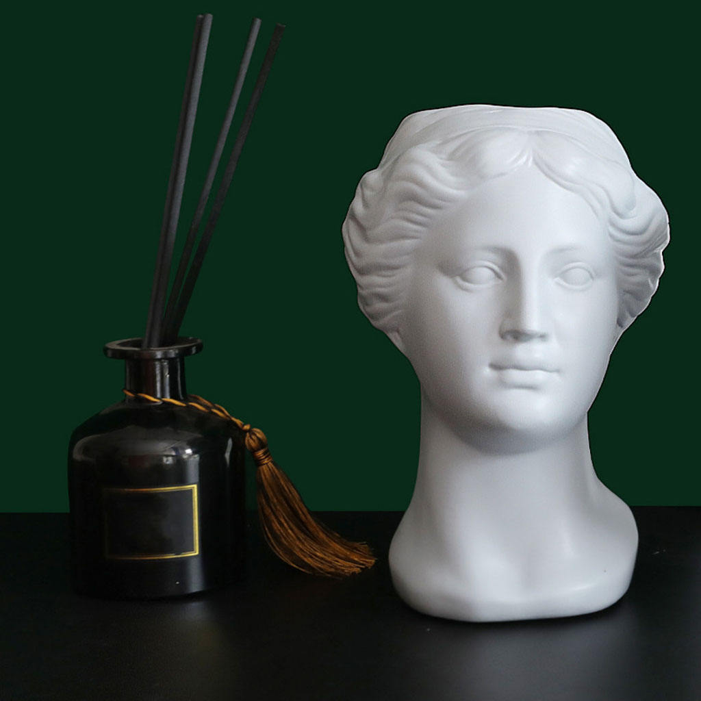 Resin Portrait Face Flowerpot Plant Planter Modern Statue Artistic Vase Succulent Window Sill Box Holder for Home Office