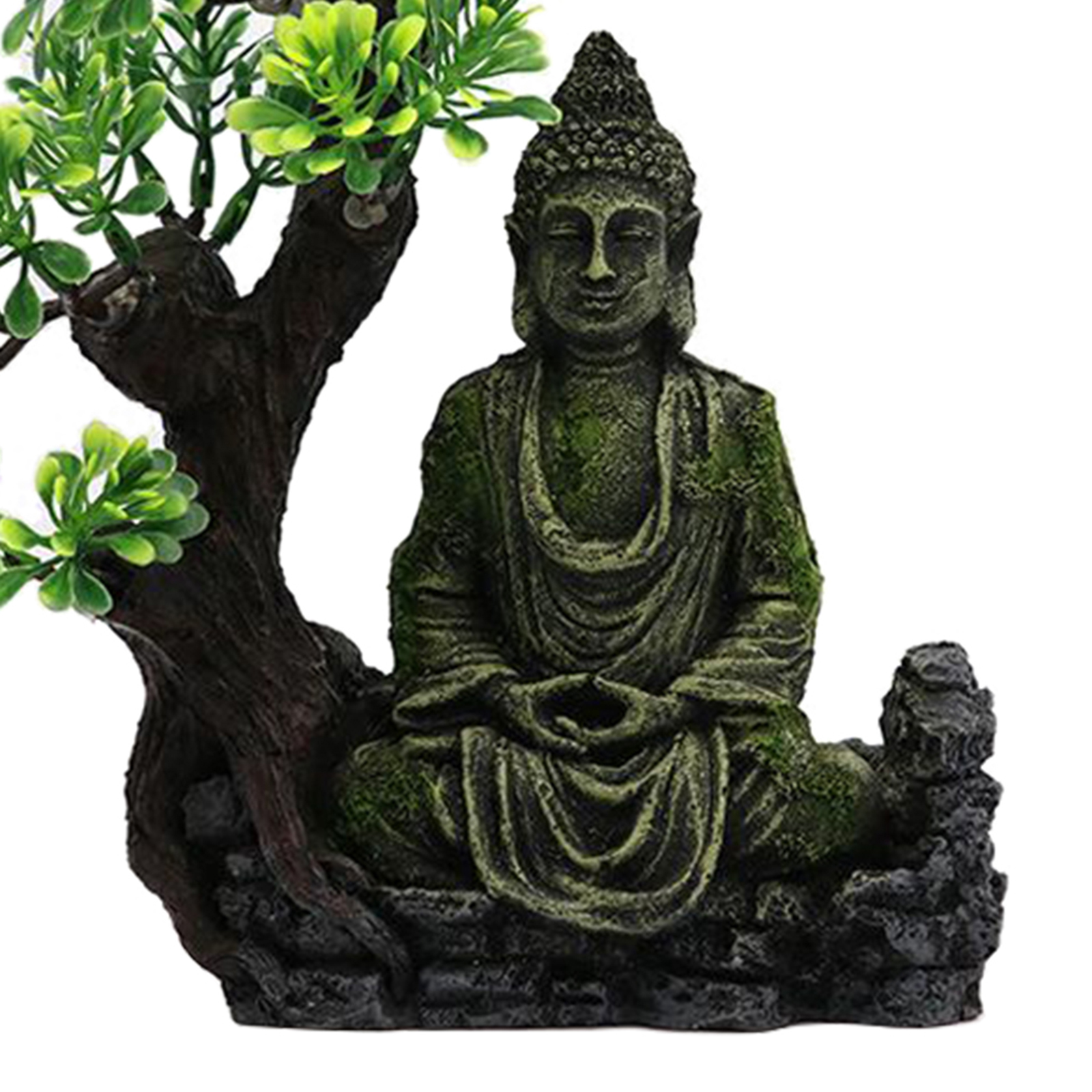 Carved Zen Buddha Figurine Aquarium Hiding Fish Tank Home Desktop Ornaments