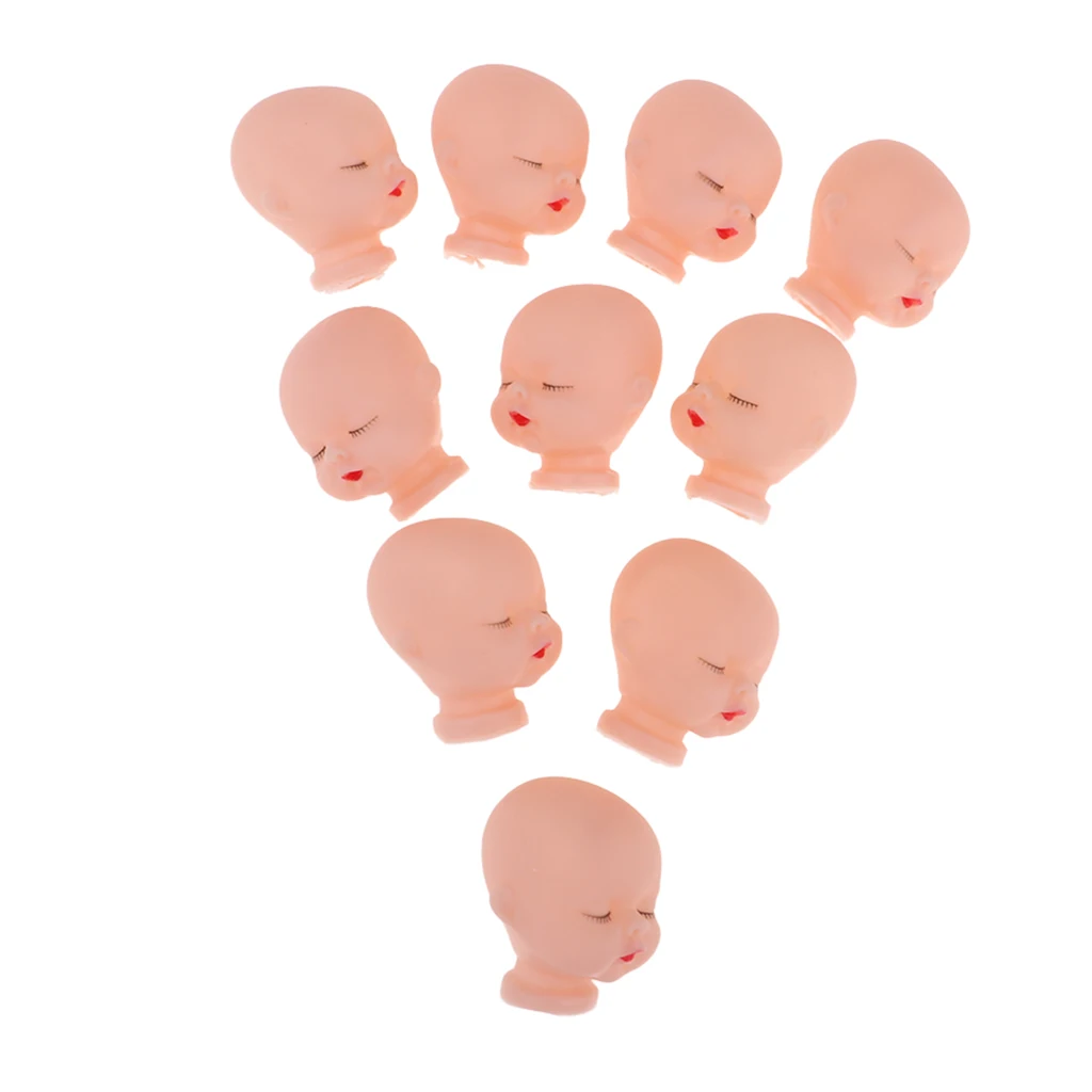 10 Pieces Red Lips Sleeping Baby Heads Shape for Miniature Doll