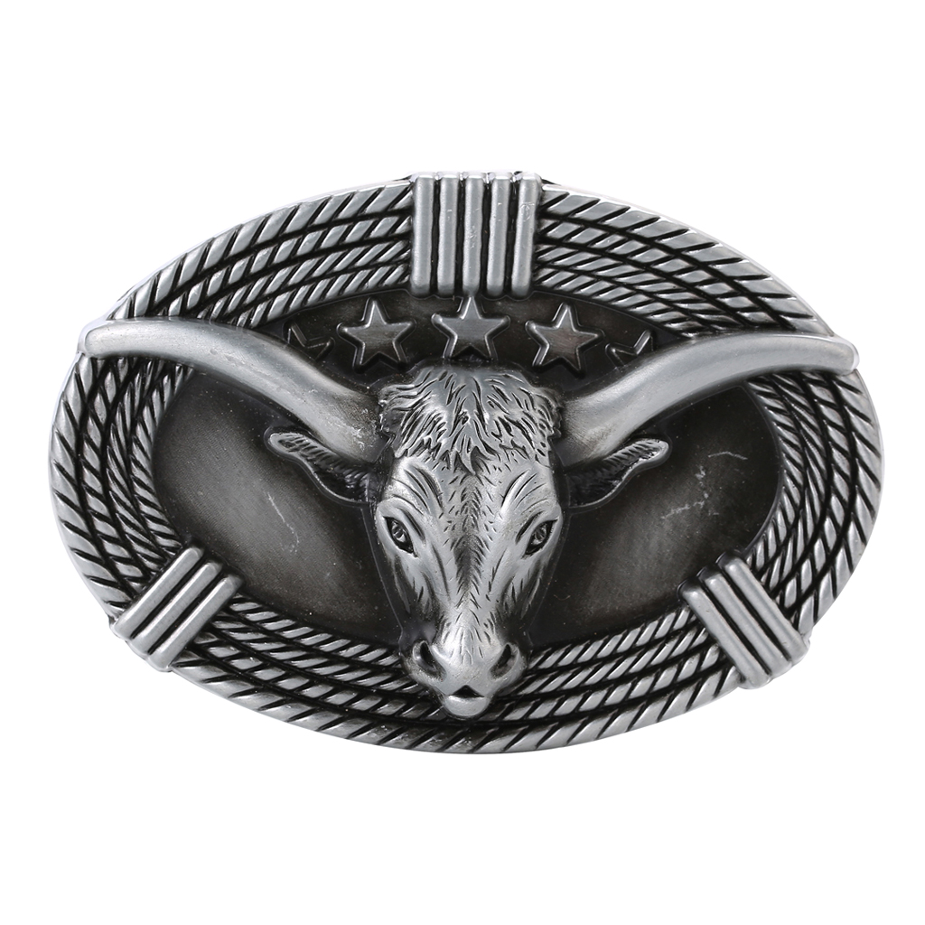 Male Ox Head Embossed Belt Buckle Stars Metal Western Cowboy Jewelry Buckle