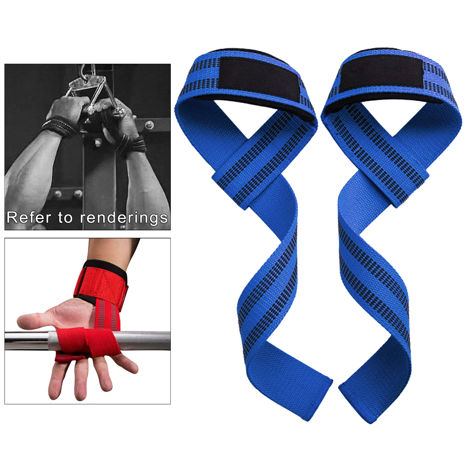 1Pair Weight Lifting Straps Solid Padded Wrist Support Wraps Powerlifting Bodybuilding Training Adjustable Unisex Equipment