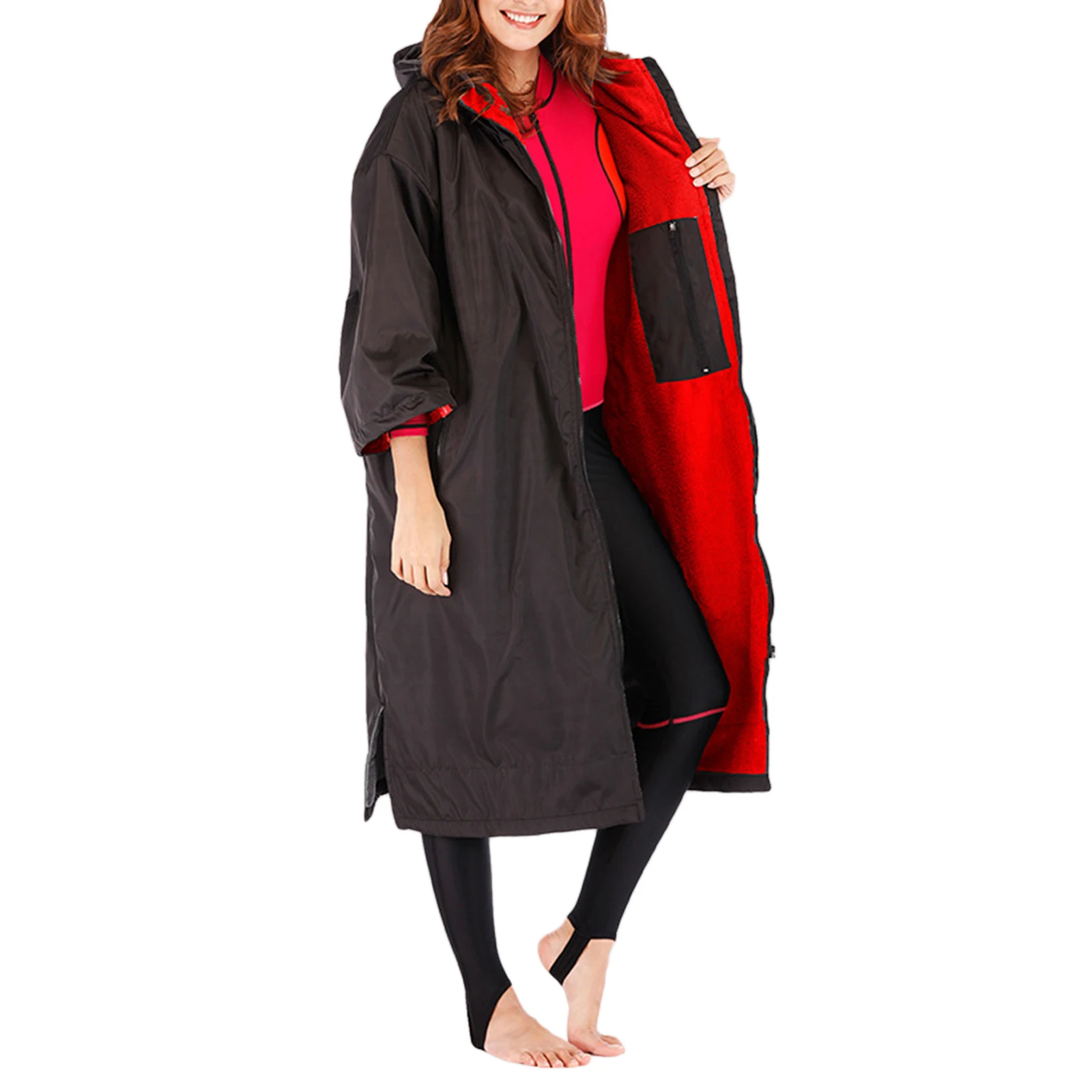 Changing drying robe Waterproof Robe With Fleece Lining Beach Robe Poncho 