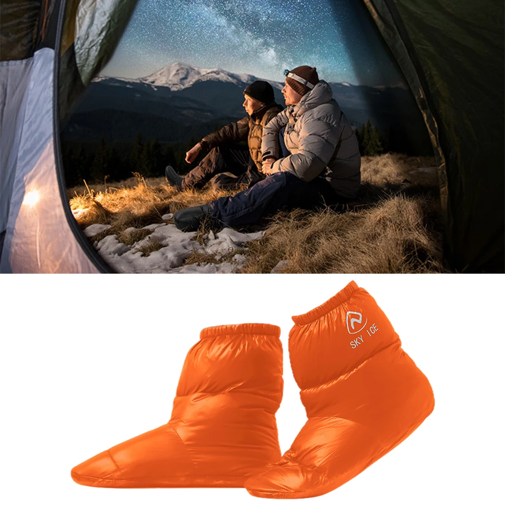 Duck Down Slippers Winter Warm Camping Tent Boots Foot Booties Shoes Covers