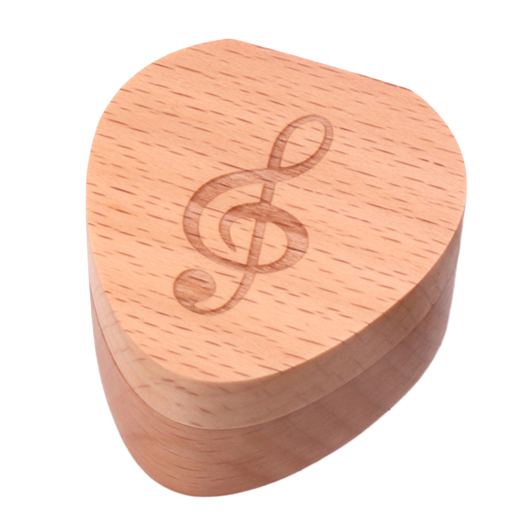 Wooden Heart Shaped Guitar Pick Holder Plectrum Box For Guitar Lovers Musical Gift