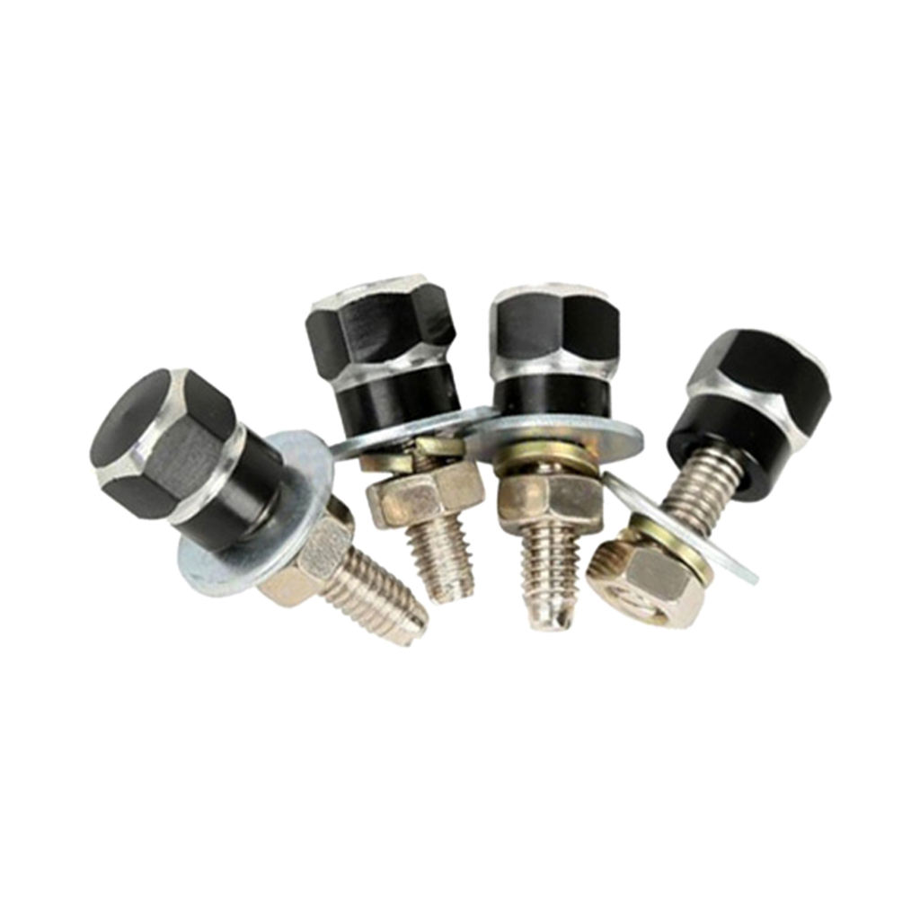 4pcs Black & Silver Hex License Plate Frame Bolts Motorcycle Tag Fastener