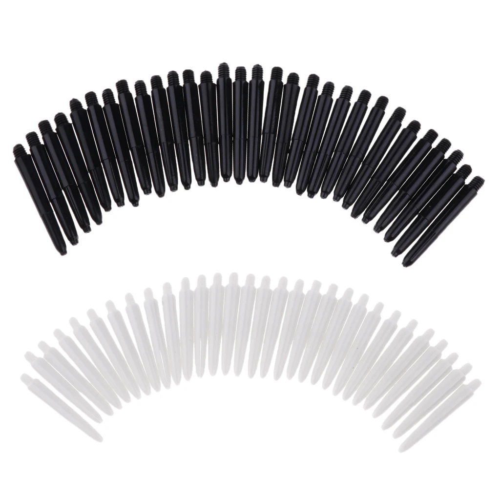 60 Pcs Lightweight 35mm 2BA Thread Plastic Tip Dart Stems White & Black