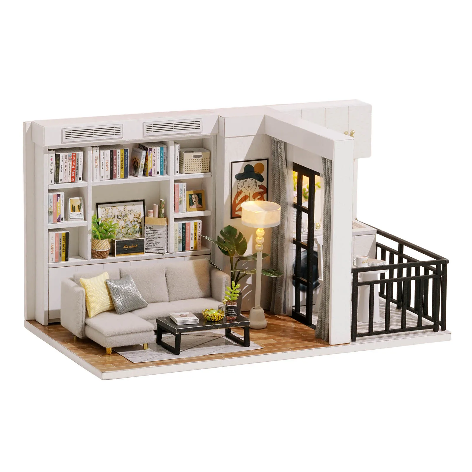Dollhouse Miniature with Furniture DIY DollHouse Kit LED Lights & Furniture