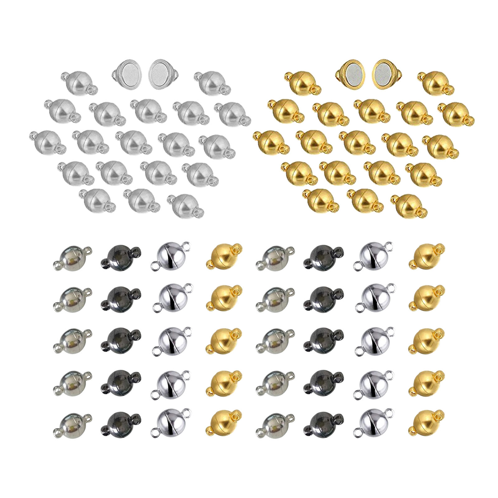 20/40 Pcs Round Brass Magnetic Clasp Small Jewelry Magnetic Bead Clasp for Bracelet Crafts Making Supplies