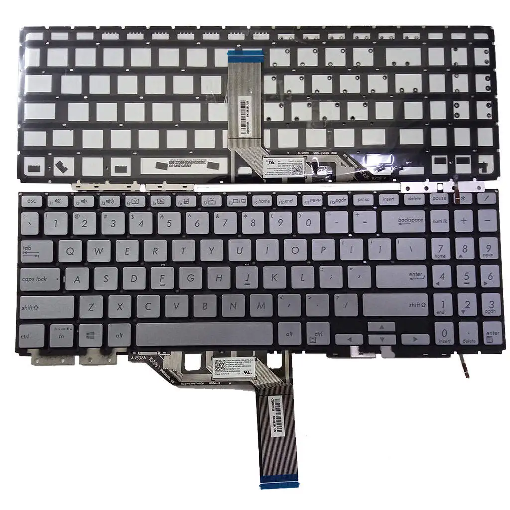 Laptop US Layout Keyboard Silver Replacement for ASUS Zenbook Flip 15 Easy Install High-Quality No Frame High Performance
