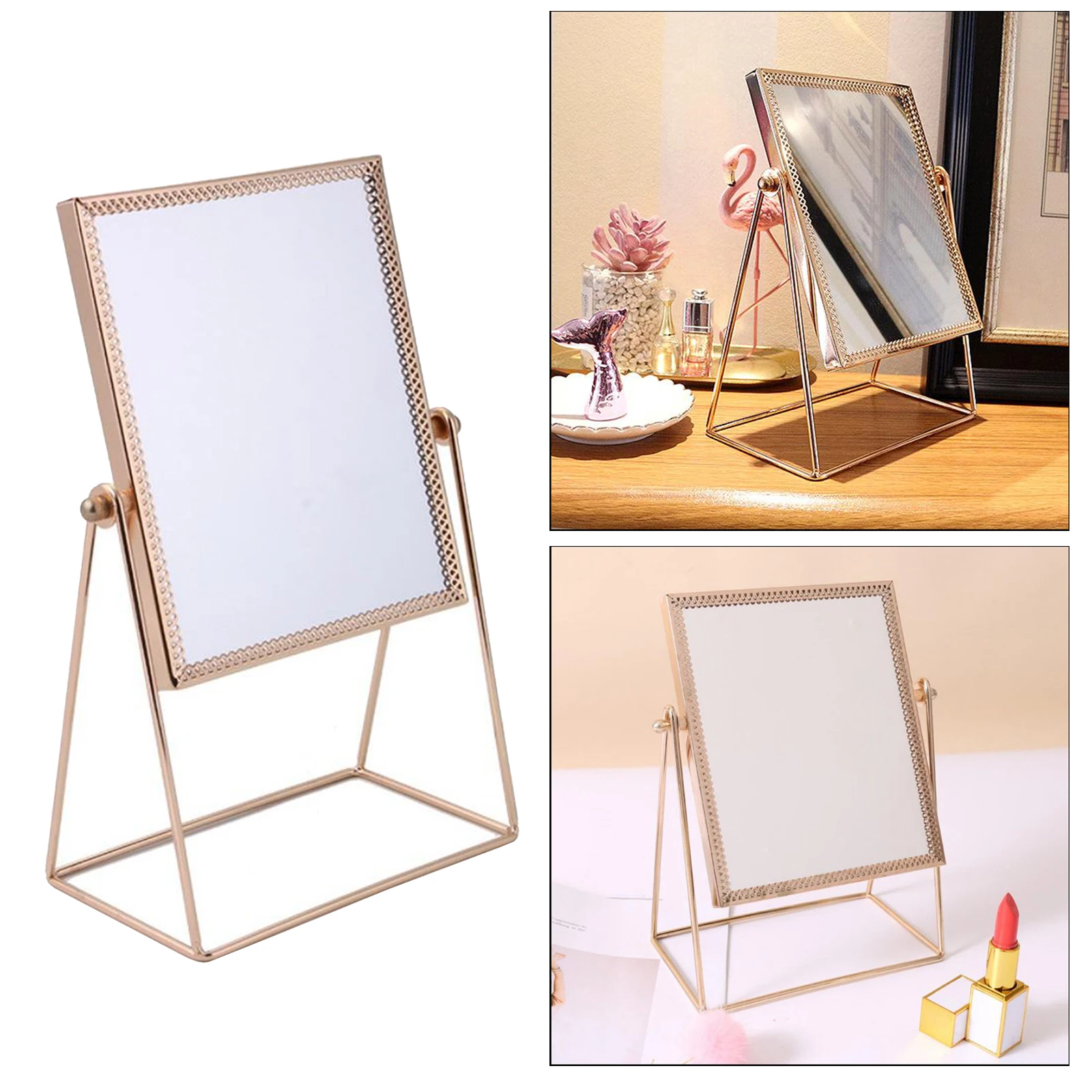 Metal Rectangle / Round Makeup Mirror Portable for Entryways Living Rooms Ins Makeup Mirror Vanity Mirror Beauty Tools