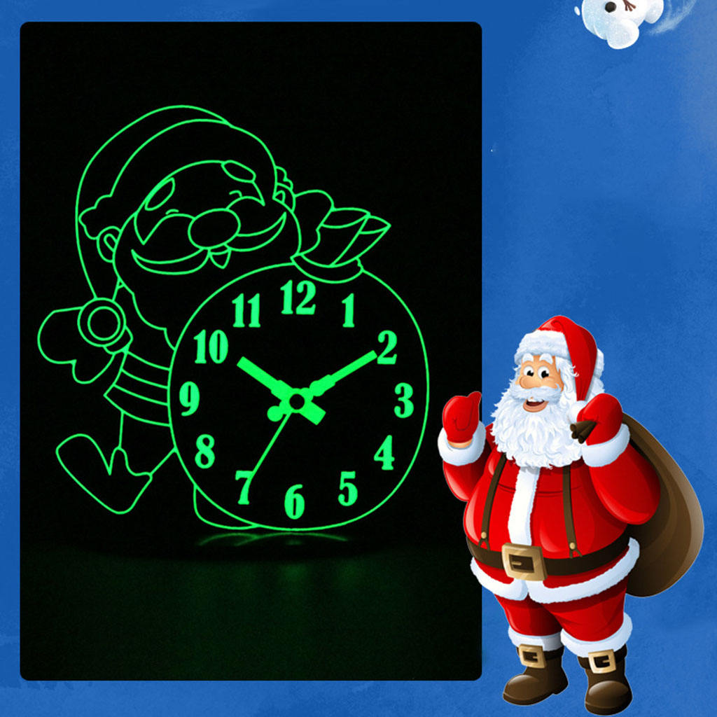 Wooden Alarm Clock Cartoon Non Ticking Luminous Battery Powered Desktop Clocks for Home Living Room Kids