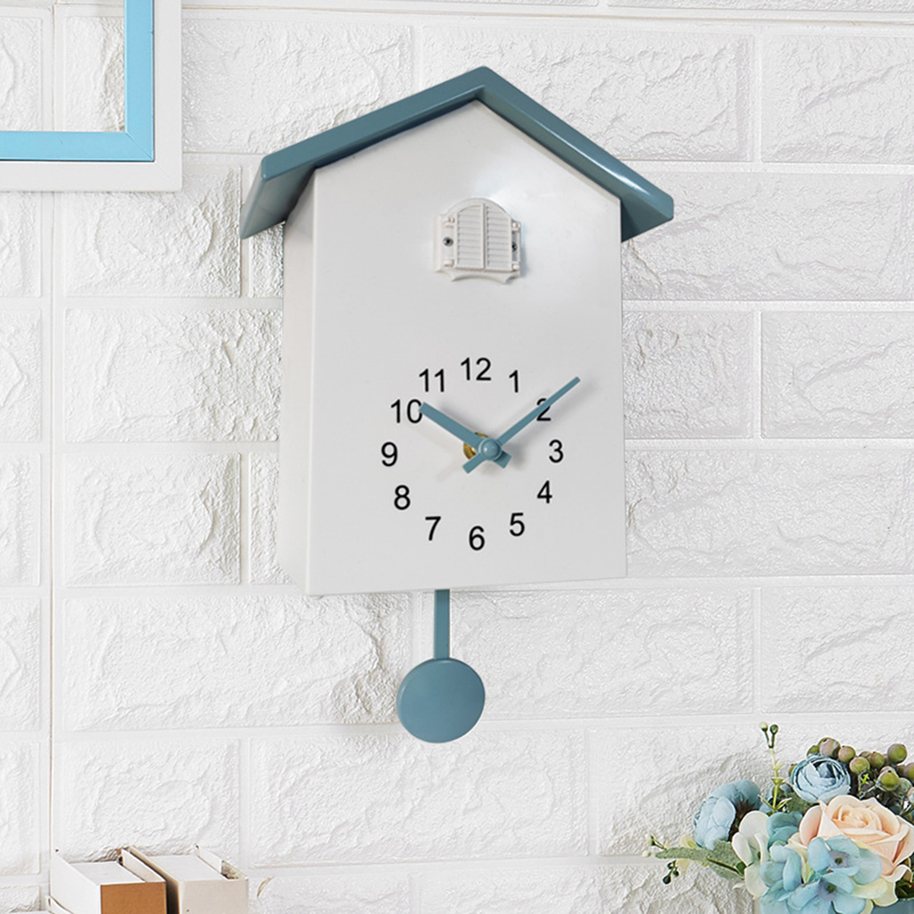 Cuckoo Wall Clock Birdhouse Decorative Hanging Clock, Natural Bird Voices Telling Time Pendulum Clocks Wall Art Decor