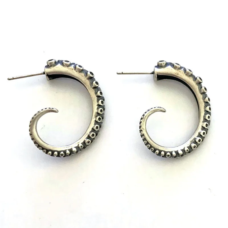 Retro Style Octopus Tentacle Claw Tail Half Hoop Stud Earrings for Man Women Punk Gothic ML